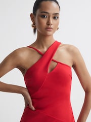 Reiss Red Halle Bodycon Cut-Out Midi Dress - Image 4 of 5