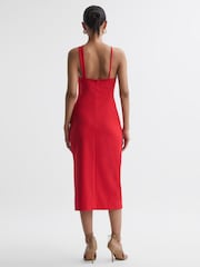 Reiss Red Halle Bodycon Cut-Out Midi Dress - Image 5 of 5