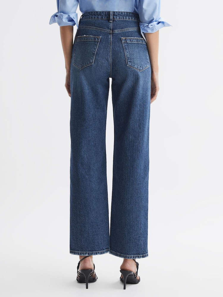 Reiss Mid Blue Selin Mid Rise Straight Leg Jeans - Image 4 of 4