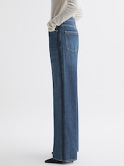 Reiss Dark Blue Hallie Mid Rise Straight Leg Side Stripe Jeans - Image 6 of 6