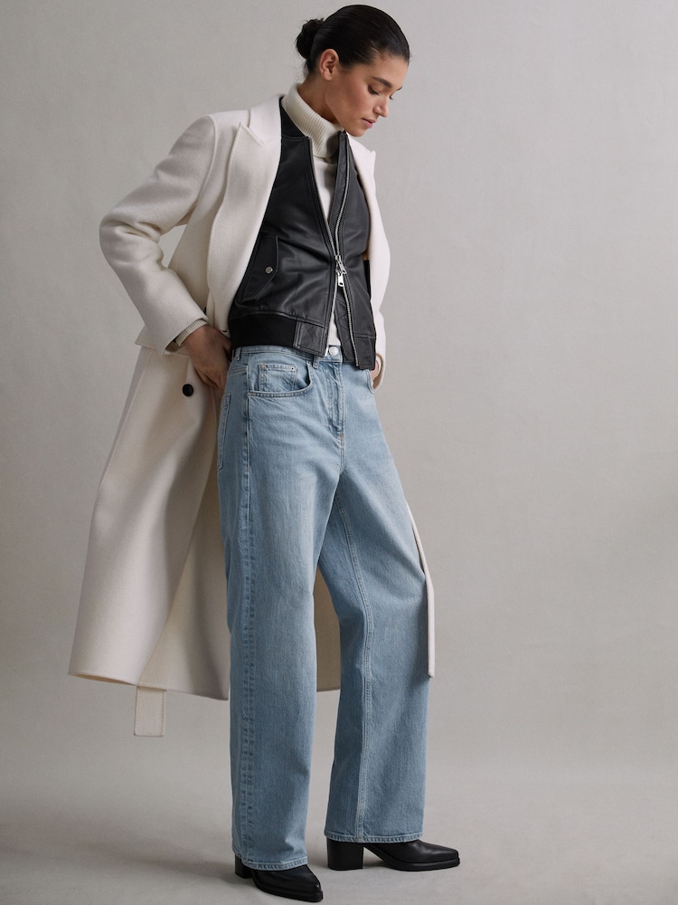 Reiss Light Blue Marion Mid Rise Wide Leg Jeans - Image 1 of 5