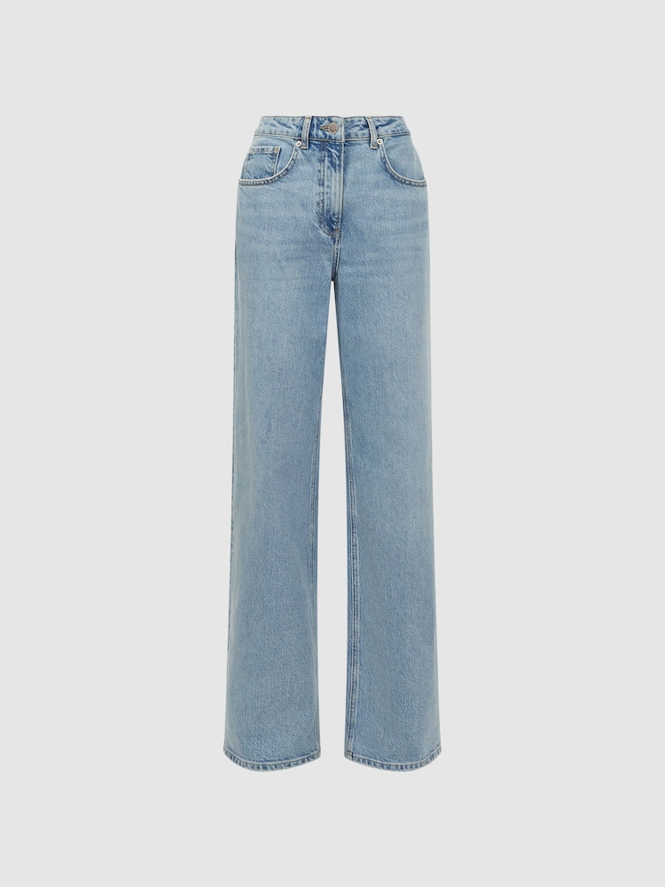 Reiss Light Blue Marion Mid Rise Wide Leg Jeans - Image 2 of 5