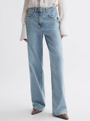 Reiss Light Blue Marion Mid Rise Wide Leg Jeans - Image 3 of 5