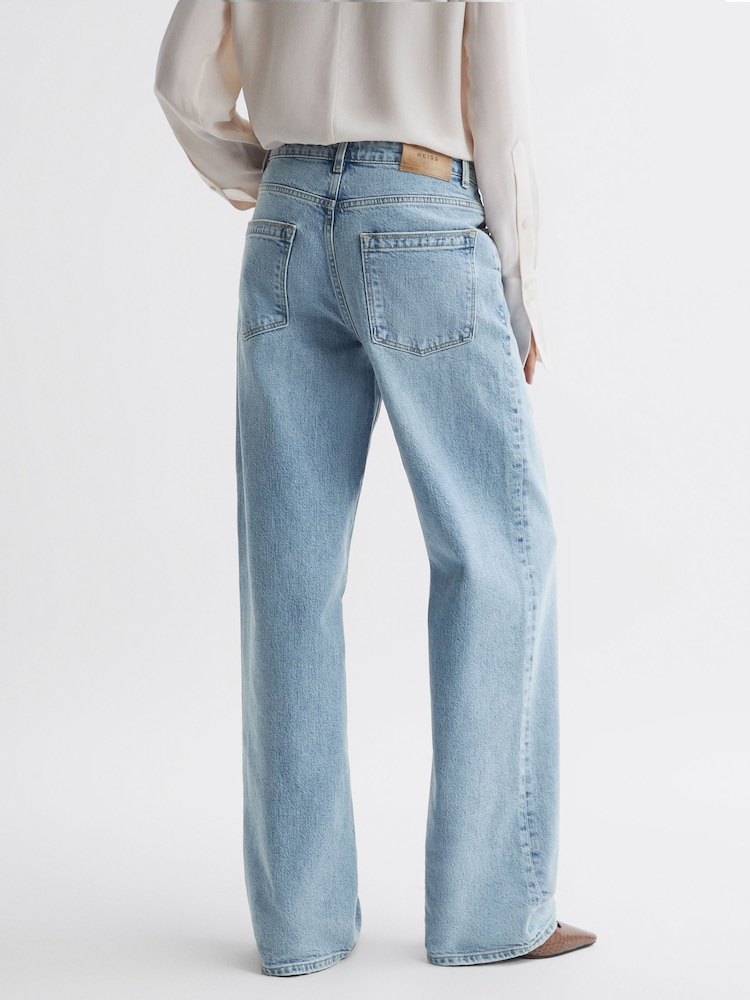 Reiss Light Blue Marion Mid Rise Wide Leg Jeans - Image 5 of 5