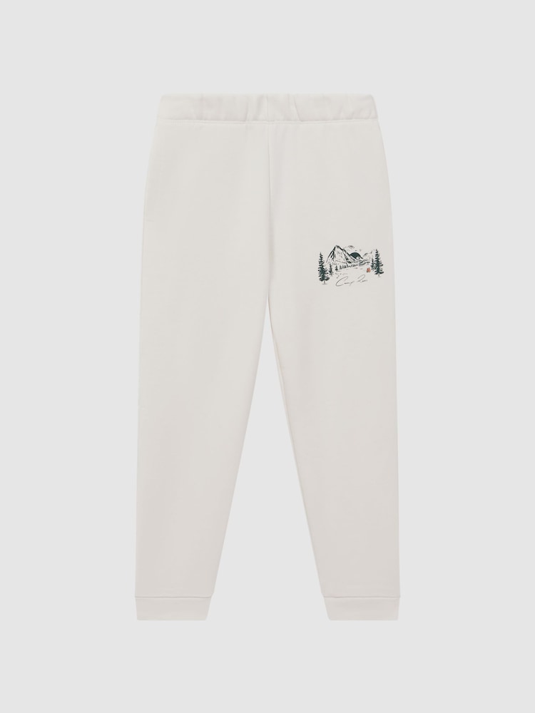 Reiss Ecru Marte 3-9 yrs Relaxed Cotton Motif Joggers - Image 2 of 6