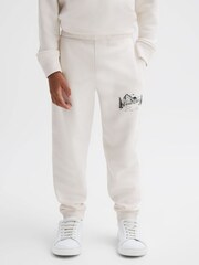 Reiss Ecru Marte 3-9 yrs Relaxed Cotton Motif Joggers - Image 3 of 6