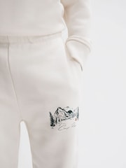Reiss Ecru Marte 3-9 yrs Relaxed Cotton Motif Joggers - Image 4 of 6