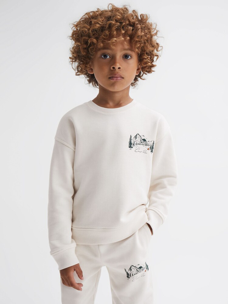 Reiss Joni Relaxed Cotton Motif Jumper - Image 1 of 7