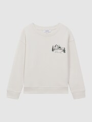 Reiss Joni Relaxed Cotton Motif Jumper - Image 2 of 7