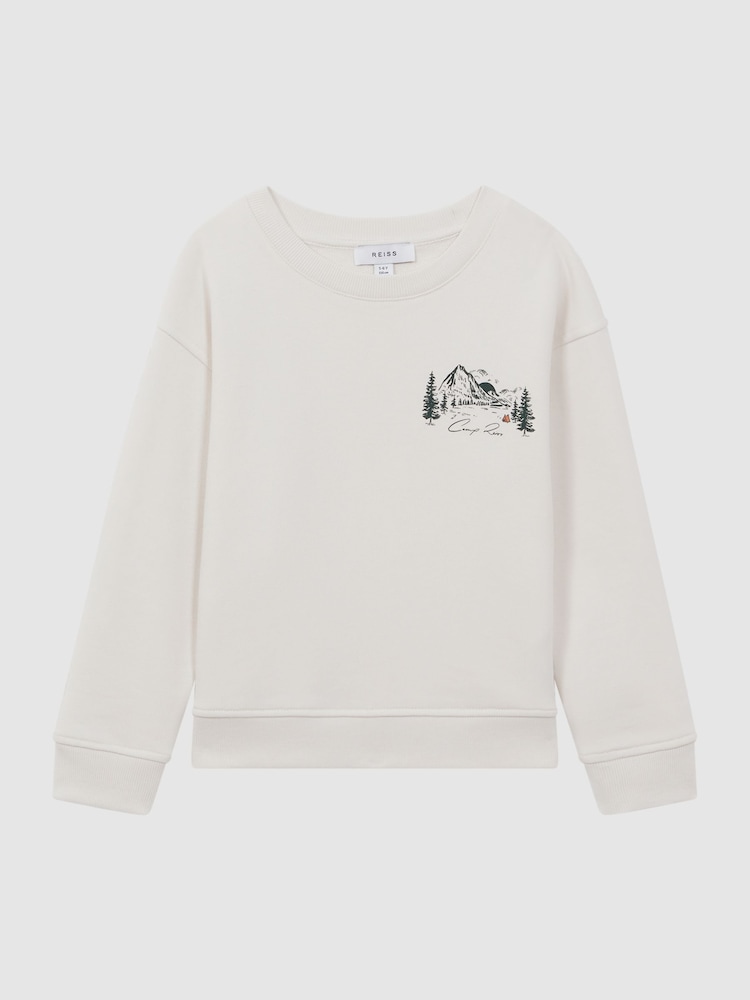 Reiss Joni Relaxed Cotton Motif Jumper - Image 2 of 7