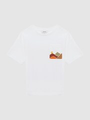 Reiss White Dunes Senior Relaxed Fit Cotton Motif T-Shirt - Image 2 of 6