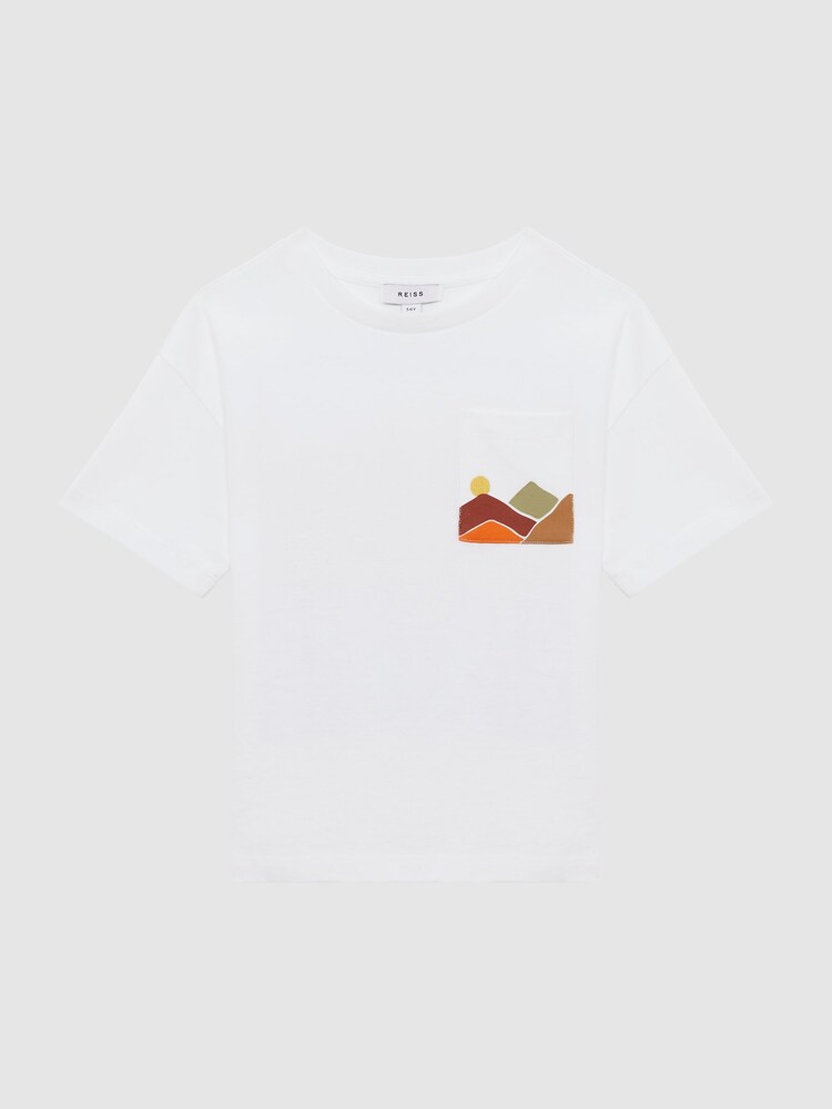 Reiss White Dunes Senior Relaxed Fit Cotton Motif T-Shirt - Image 2 of 6