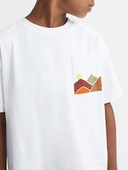 Reiss White Dunes Senior Relaxed Fit Cotton Motif T-Shirt - Image 4 of 6
