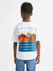 Reiss White Dunes Senior Relaxed Fit Cotton Motif T-Shirt - Image 5 of 6
