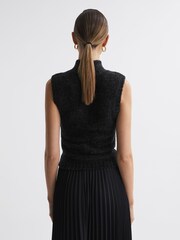 Reiss Black Georgia Tinsel Knitted Sleeveless Vest - Image 5 of 5