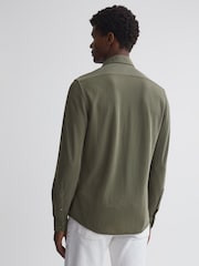 Reiss Khaki Bobby Slim Fit Cutaway Collar Modal Shirt - Image 5 of 6