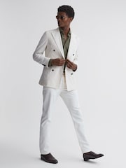 Reiss Khaki Bobby Slim Fit Cutaway Collar Modal Shirt - Image 6 of 6