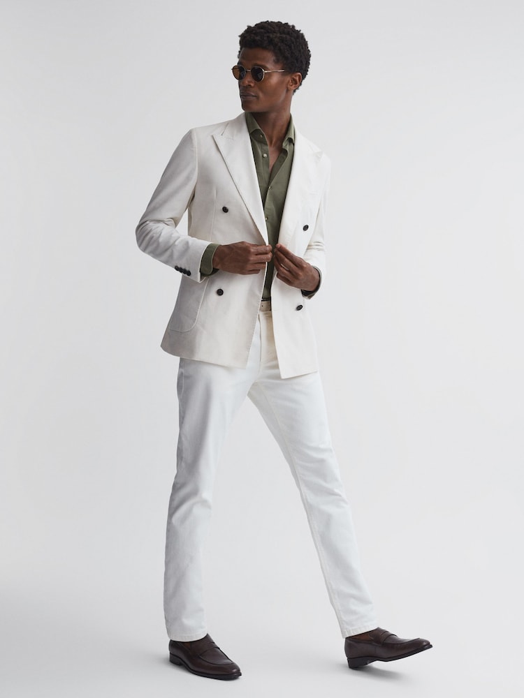 Reiss Khaki Bobby Slim Fit Cutaway Collar Modal Shirt - Image 6 of 6