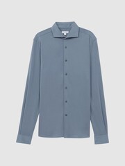 Reiss Airforce Blue Bobby Slim Fit Cutaway Collar Modal Shirt - Image 2 of 5