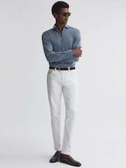 Reiss Airforce Blue Bobby Slim Fit Cutaway Collar Modal Shirt - Image 3 of 5