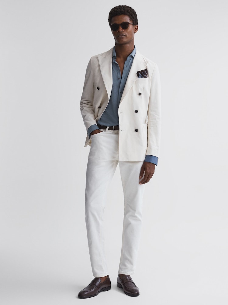 Reiss Airforce Blue Bobby Slim Fit Cutaway Collar Modal Shirt - Image 5 of 5