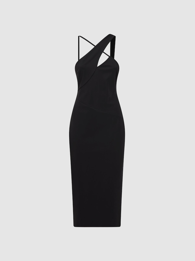 Reiss Black Halle Bodycon Cut-Out Midi Dress - Image 2 of 5