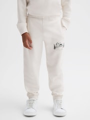 Reiss Ecru Marte 9-14 yrs Relaxed Cotton Motif Joggers - Image 1 of 6