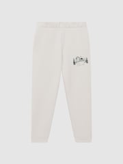 Reiss Ecru Marte 9-14 yrs Relaxed Cotton Motif Joggers - Image 2 of 6