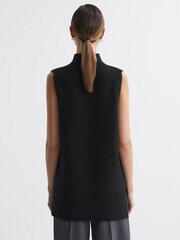 Reiss Black Gazelle Casual Wool-Cashmere Funnel Neck Sleeveless Top - Image 4 of 5