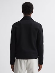 Reiss Navy Medina Interlock-Jersey Zipped Overshirt - Image 4 of 4
