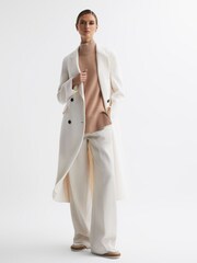 Reiss Camel Gazelle Casual Wool-Cashmere Funnel Neck Sleeveless Top - Image 3 of 7