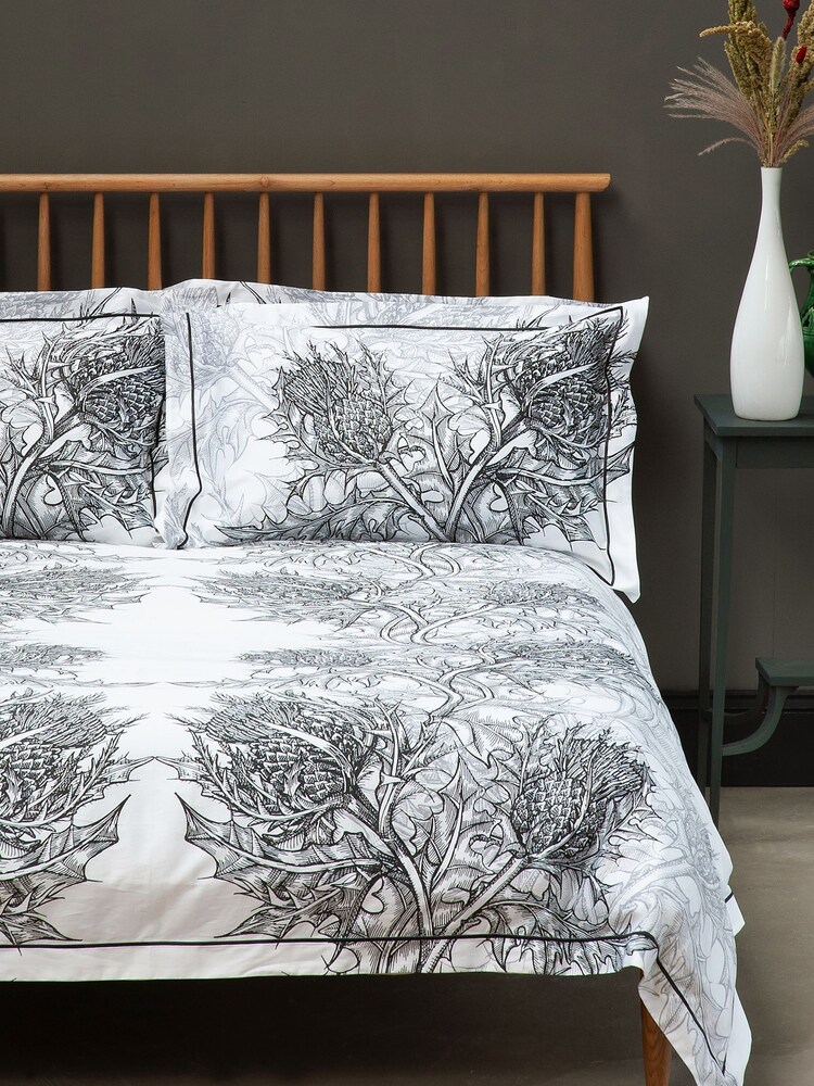 Timorous Beasties Grey Thistle 100% Cotton Bed Set - Image 1 of 6