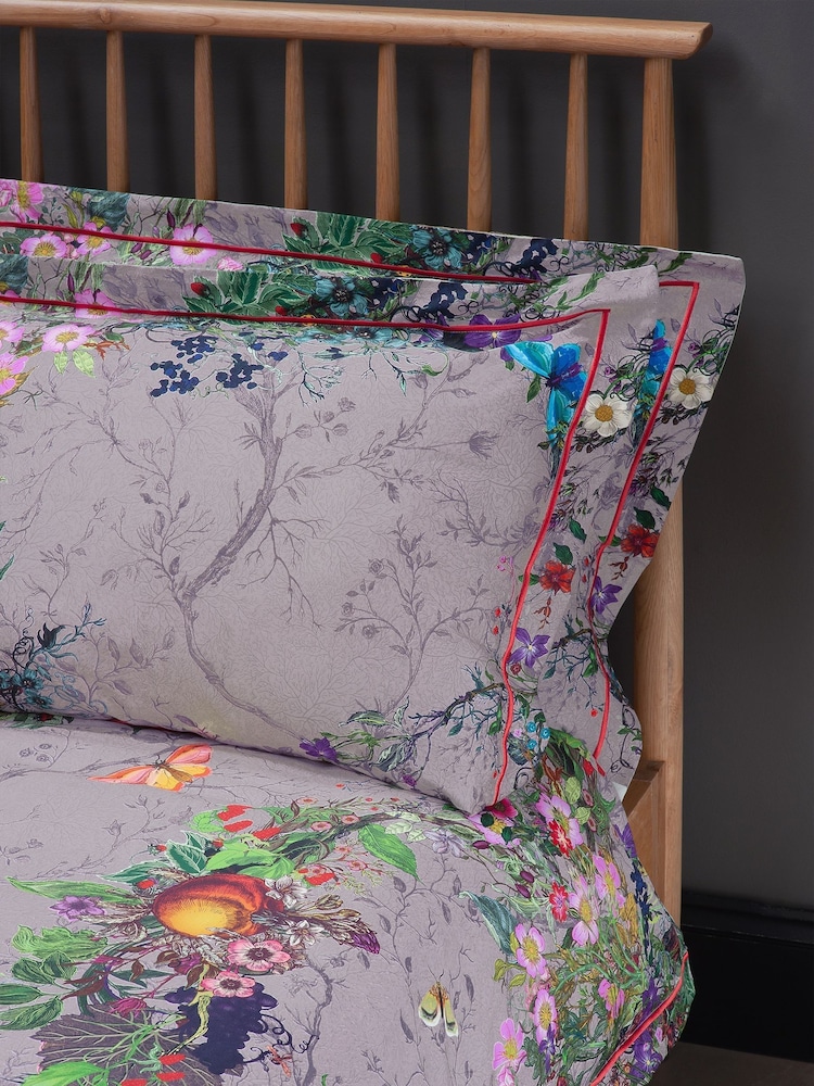 Timorous Beasties Pink Bloomsbury Garden 100% Cotton Bed Set - Image 2 of 6