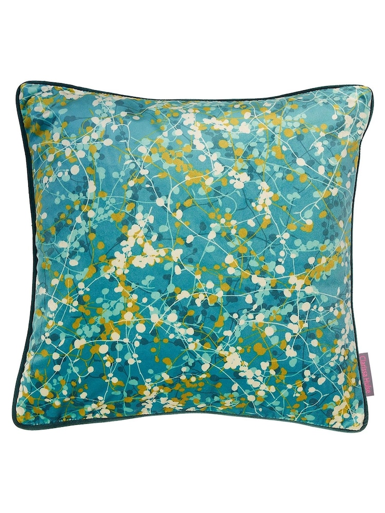 Clarissa Hulse Teal Blue Maidenhead Vine Cushion - Image 1 of 5