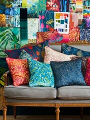 Clarissa Hulse Teal Blue Maidenhead Vine Cushion - Image 3 of 5