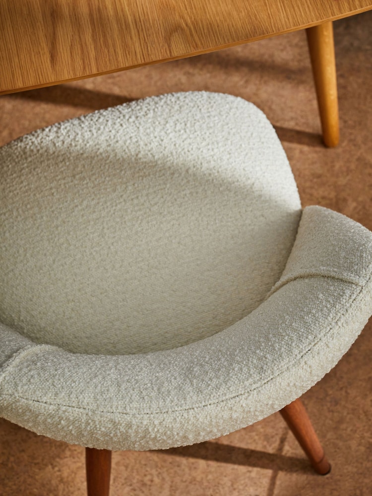 MADE.COM Set of 2 White Boucle and Walnut Legs Lule Non Arm Dining Chairs - Image 3 of 3