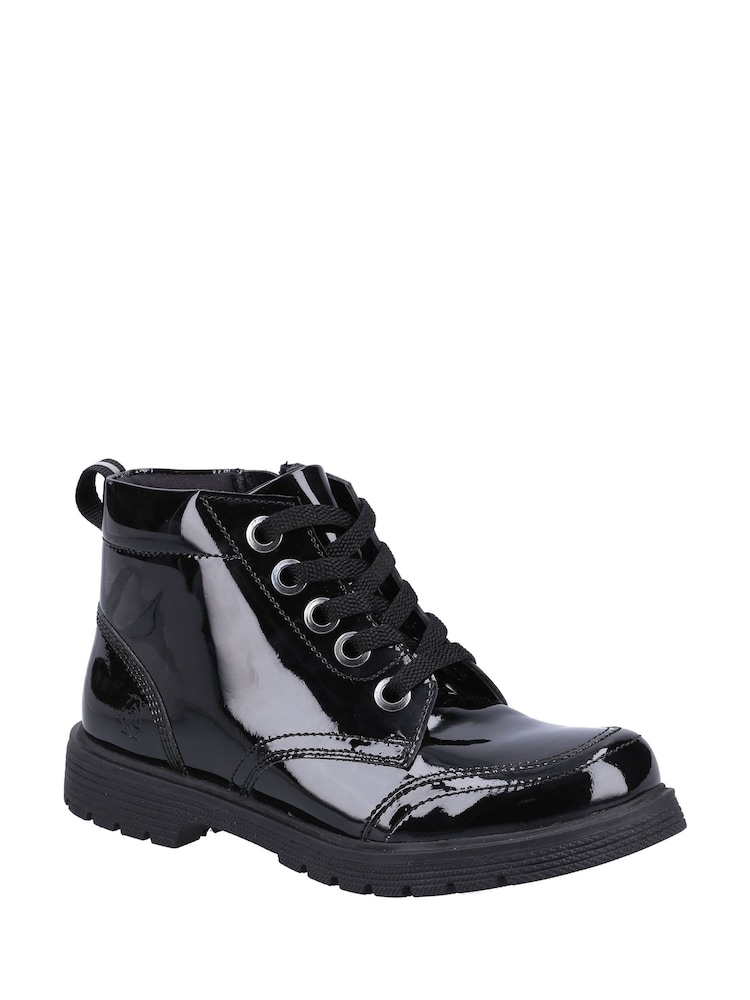 Hush Puppies Jolie Patent JNR Chelsea Black Boots - Image 2 of 4