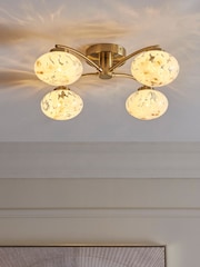 Brass Confetti Glass 4 Light Flush Ceiling Light Fitting - Image 1 of 5
