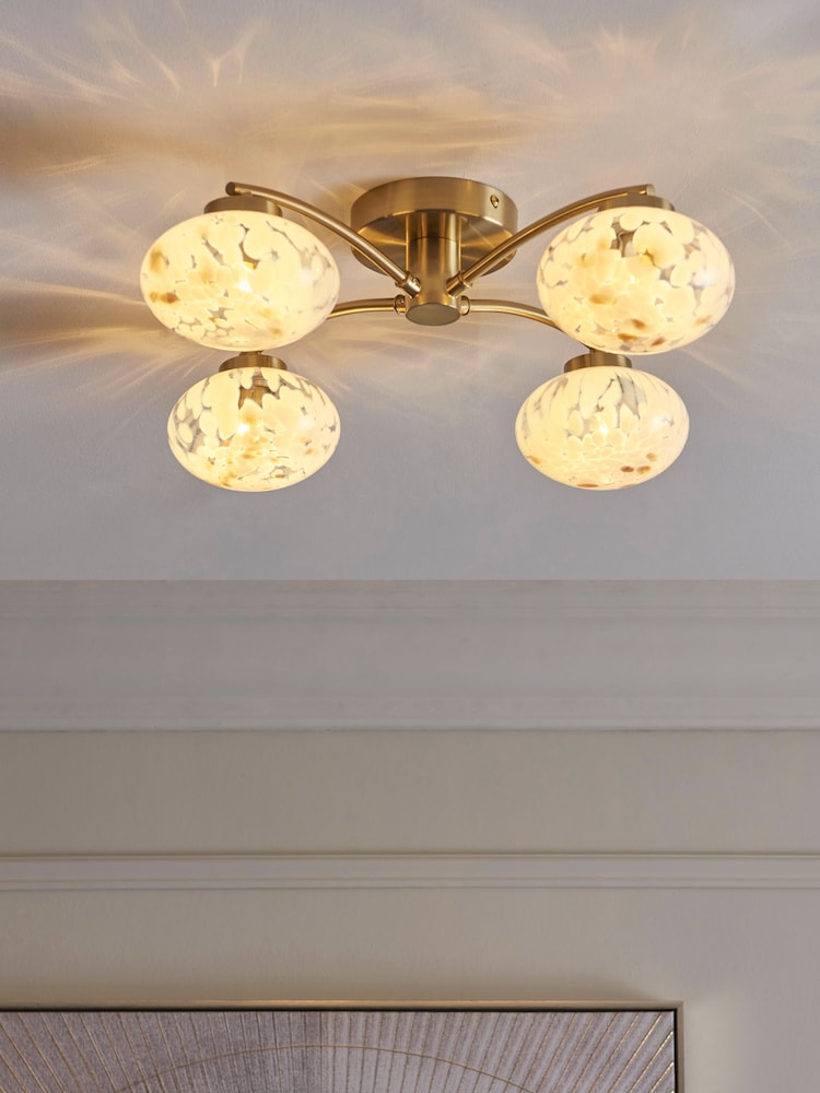 Brass Confetti Glass 4 Light Flush Ceiling Light Fitting - Image 1 of 5