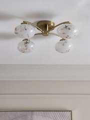 Brass Confetti Glass 4 Light Flush Ceiling Light Fitting - Image 2 of 5