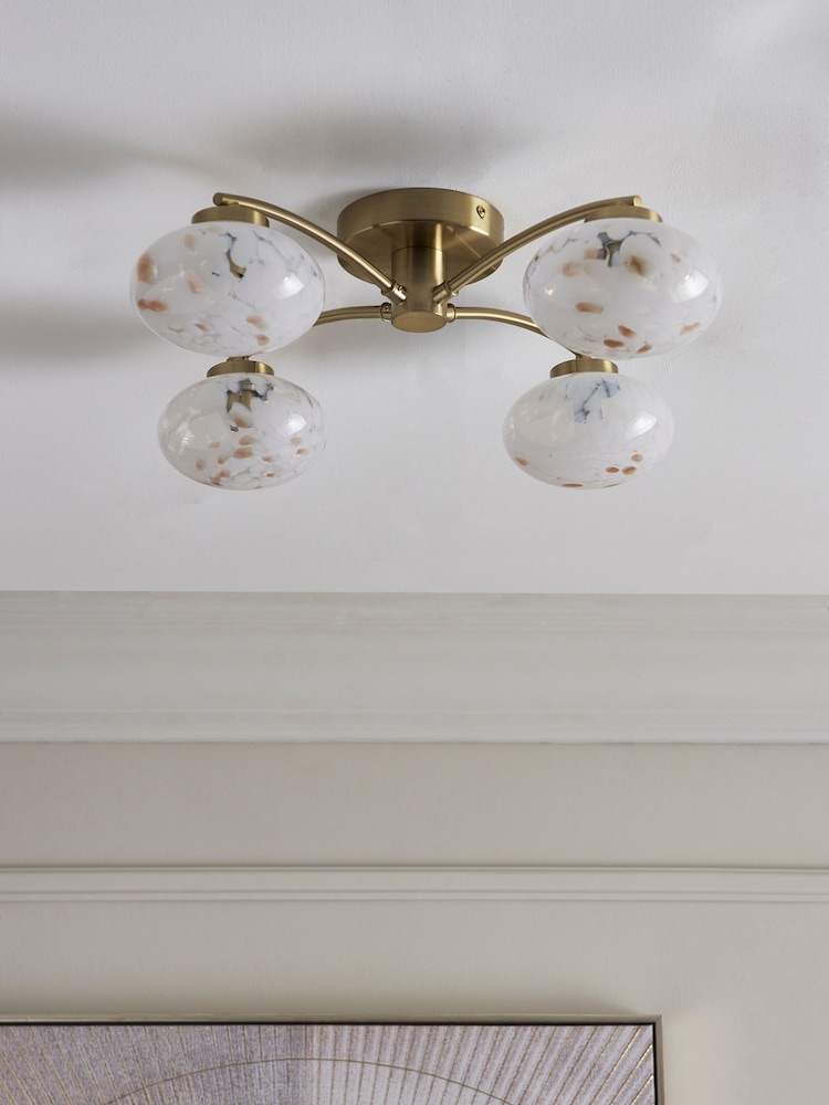 Brass Confetti Glass 4 Light Flush Ceiling Light Fitting - Image 2 of 5