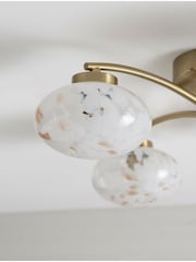 Brass Confetti Glass 4 Light Flush Ceiling Light Fitting - Image 4 of 5