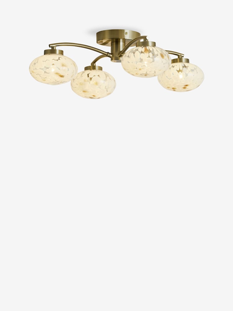 Brass Confetti Glass 4 Light Flush Ceiling Light Fitting - Image 5 of 5