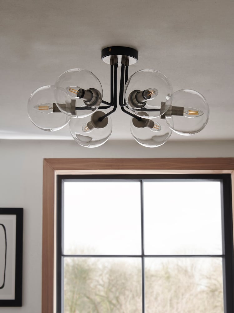 Black Jackson 6 Light Flush Fitting Ceiling Light - Image 2 of 5