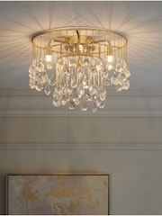 Gold Lucia 3 Light Flush Fitting Ceiling Light - Image 1 of 5