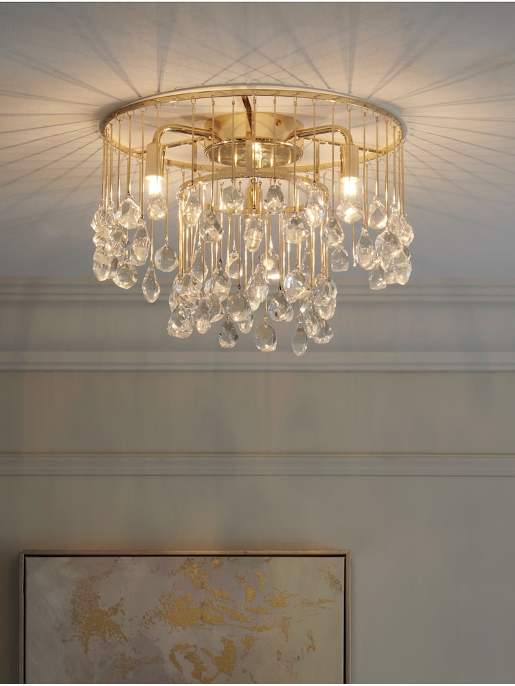 Gold Lucia 3 Light Flush Fitting Ceiling Light - Image 1 of 5