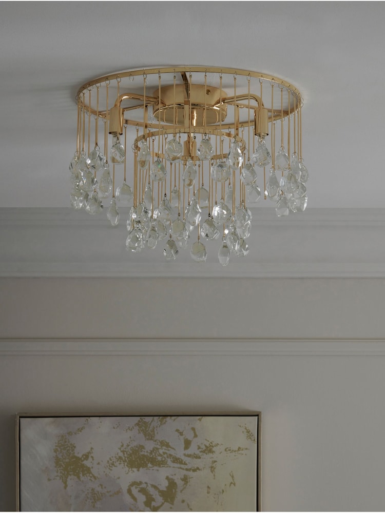Gold Lucia 3 Light Flush Fitting Ceiling Light - Image 2 of 5