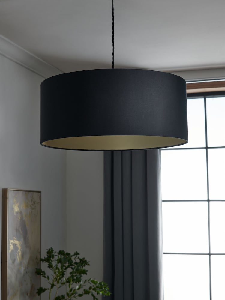 Black Rico Easy Fit Shade Drum Ceiling Light - Image 2 of 5 Black Rico Easy Fit Shade Drum Ceiling Light - Image 2 of 5