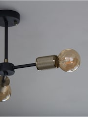 Black Houston 3 Light Flush Fitting Ceiling Light - Image 3 of 6