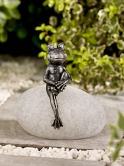 Pewter Frank the Frog Outdoor Solar Light - Image 2 of 5